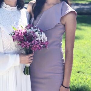 Guess Blush Purple One-Shoulder Ruffled Dress